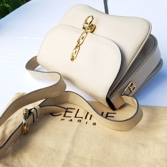 Vintage Rare CÉLINE TRIOMPHE Box Calf saddle shoulder crossbody handbag - Picture 5 of 16
